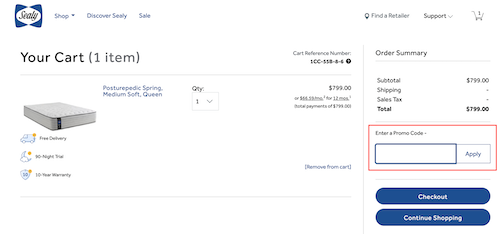 How to use a Sealy promo code